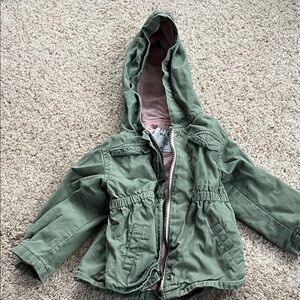 Old Navy Girls Olive Green Hooded Utility Jacket
